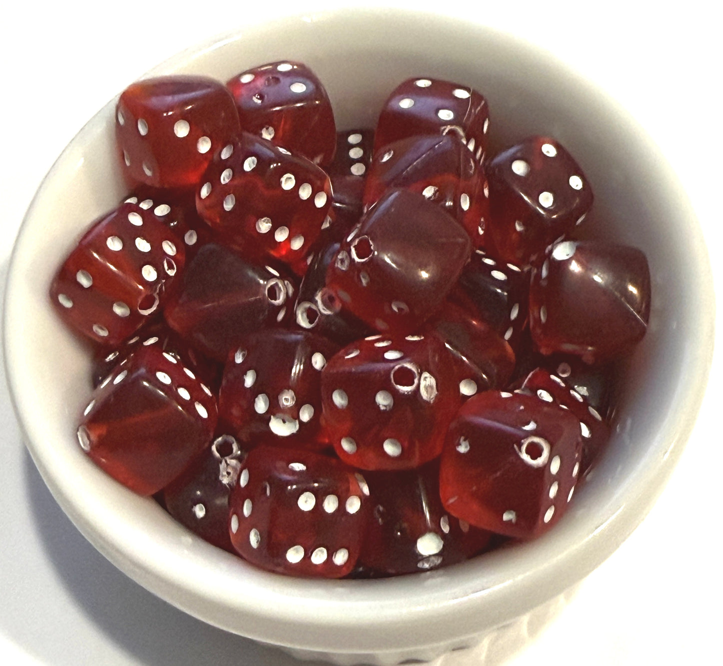 8 mm Translucent Acrylic Square Dice Beads for Kids / Crafts - 25 Beads - Orange, Fuchsia, Blue, Purple, Green, Pink or Red