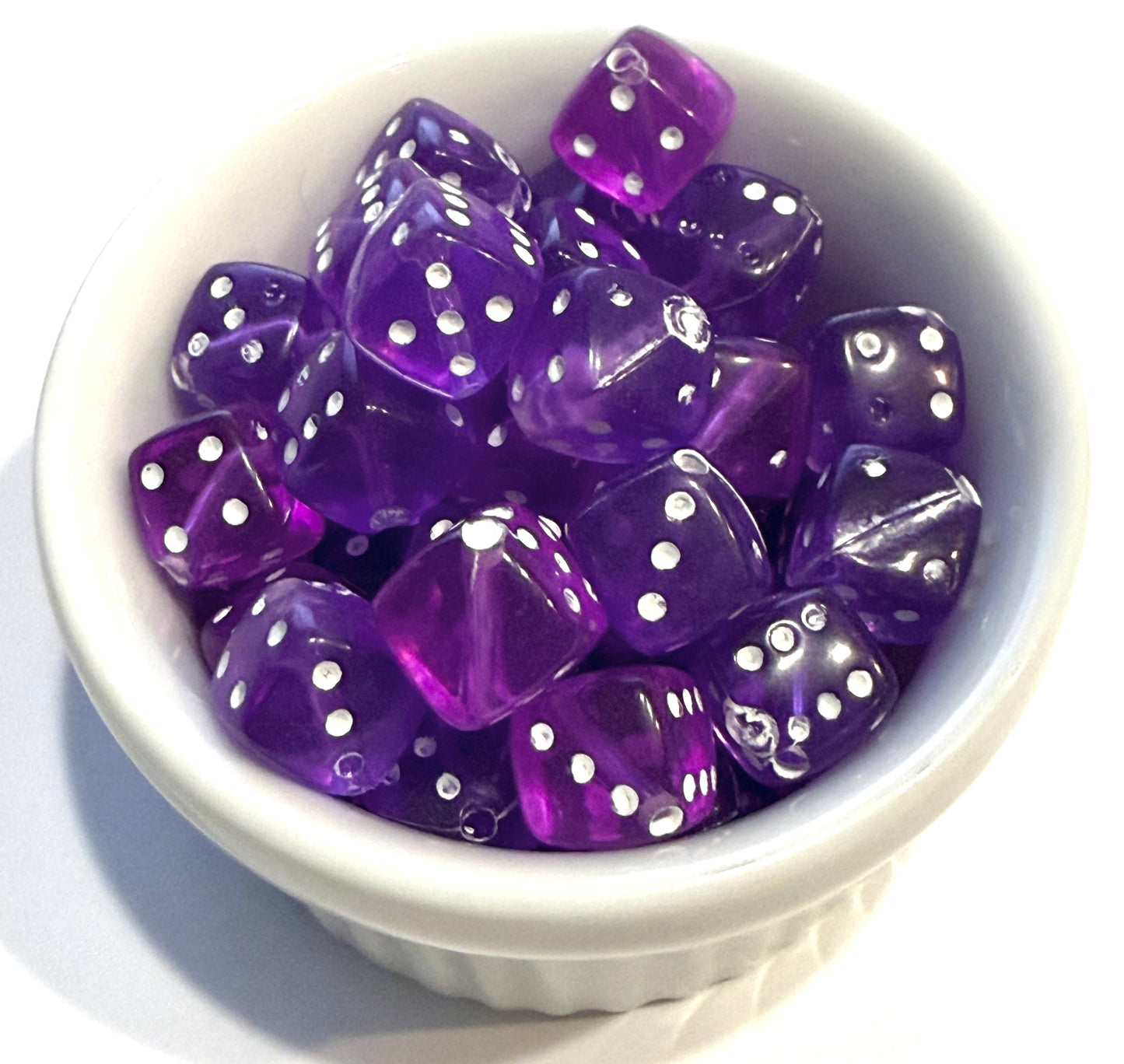 8 mm Translucent Acrylic Square Dice Beads for Kids / Crafts - 25 Beads - Orange, Fuchsia, Blue, Purple, Green, Pink or Red