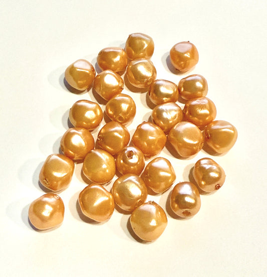 12 mm Gold Imitation Pearl Non-Round Shape Acrylic Beads for Kids / Crafts - 19 Beads
