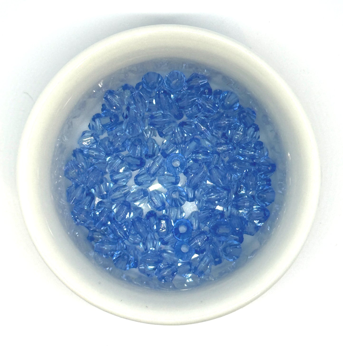 4 mm Medium Blue Acrylic Bicone Beads for Kids or Crafts, 1.25 mm Hole - 130 Beads