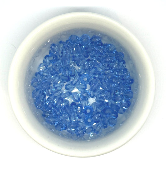 4 mm Medium Blue Acrylic Bicone Beads for Kids or Crafts, 1.25 mm Hole - 130 Beads