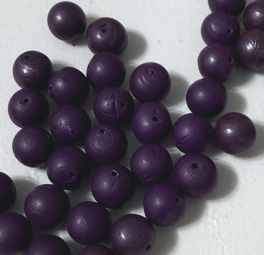 Handmade Dark Purple Polymer Clay Round Beads, 10 mm - 36 Beads