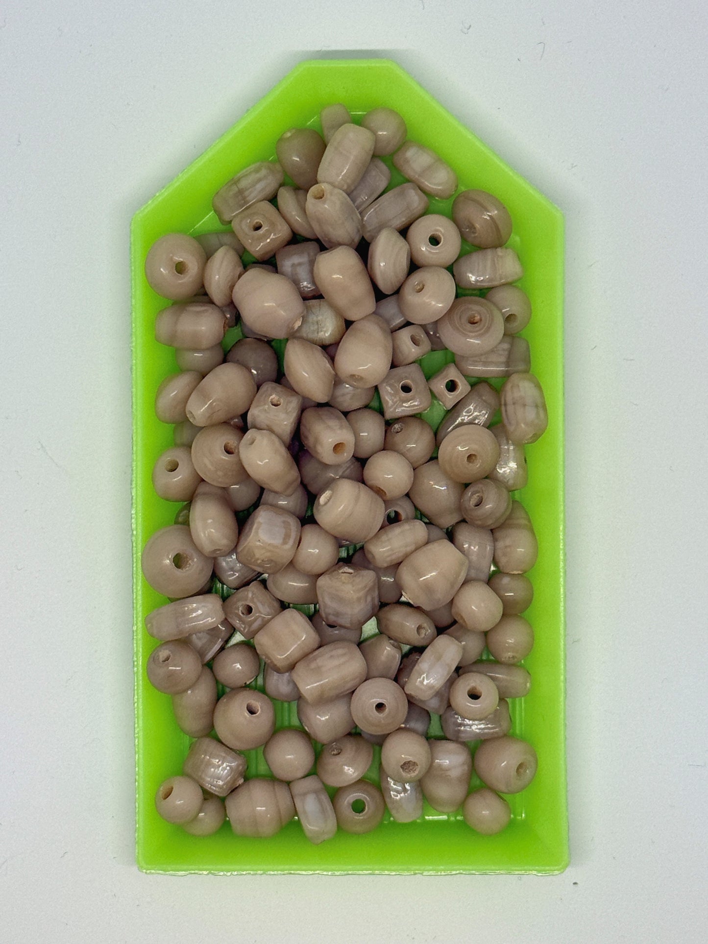 Beige / Tan Lampwork Glass Beads, Multiple Shapes 3.6-5 x 5-8.3 mm - 124 Beads