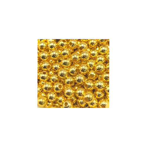 6 mm Yellow Gold Plated Round Acrylic Beads for Kids / Crafts - 100 Beads