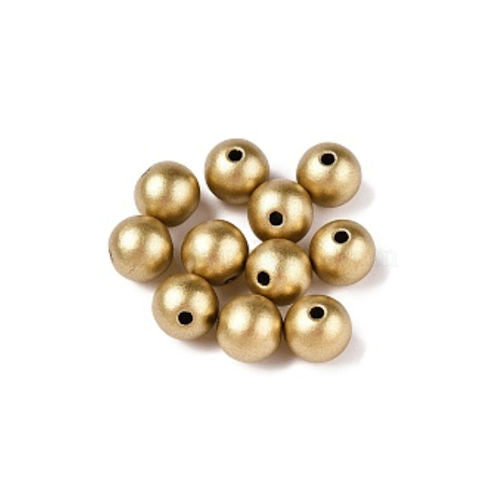 8 mm Matte / Frosted Gold Round Acrylic Beads - 50 Beads