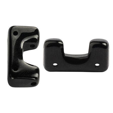 Telos® par Puca® 23980-84100 Jet Black Matte 6 x 11 mm Perles en Verre Tchèque 3 Trous - 10 Perles