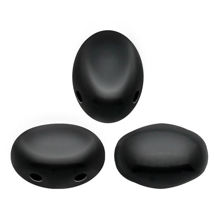 Samos® Par Puca® 5 x 7 mm  23980 Jet Black 2-Hole Czech Glass Beads  - 25 Beads