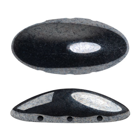 "New Athos®" par Puca®   23980-14400  Jet Hematite Oblong Flatback 3-Hole Czech Bead, 10 x 20 mm - 1 Bead