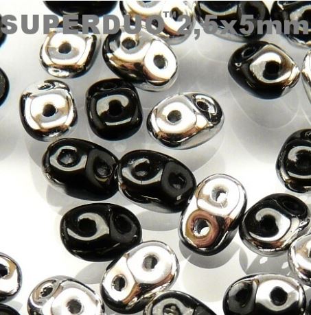 Matubo Superduo 2.5 x 5 mm 23980-27001 Jet Labrador Beads - 5 or 10 gm
