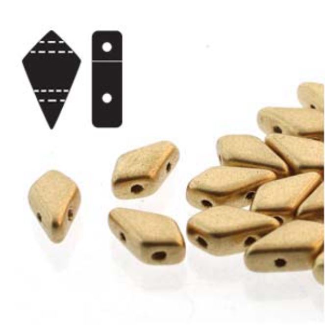 Czech 00030-01710 Bronz Pale Gold Kite Glass Beads 9 x 5 mm - 25 Beads