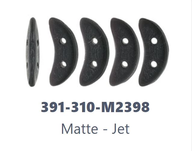 Czechmates Crescent 10 x 3 mm Perles de Verre Mat Jet / Noir - 30 Perles