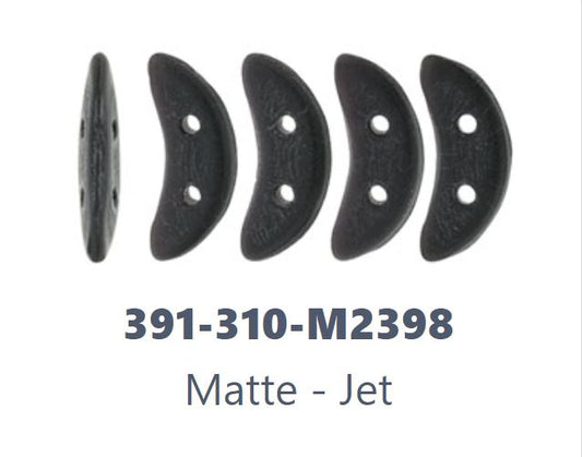 Czechmates Crescent 10 x 3 mm Perles de Verre Mat Jet / Noir - 30 Perles