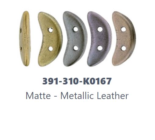 Czechmates Crescent 10 x 3 mm Perles de verre en cuir métallisé mat - 30 perles