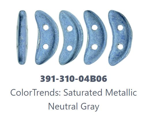 Czechmates Crescent 10 x 3 mm Perles de verre gris neutre métallisé saturé - 30 perles