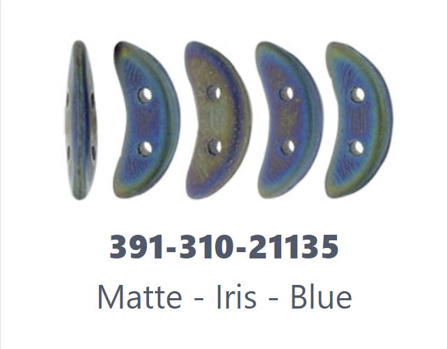 Czechmates Crescent 10 x 3 mm Perles de verre bleu iris mat - 30 perles