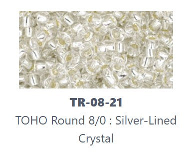 TOHO TR-8-21 8/0 Stříbrné lemované křišťálové perličky, 5 nebo 10 gramů