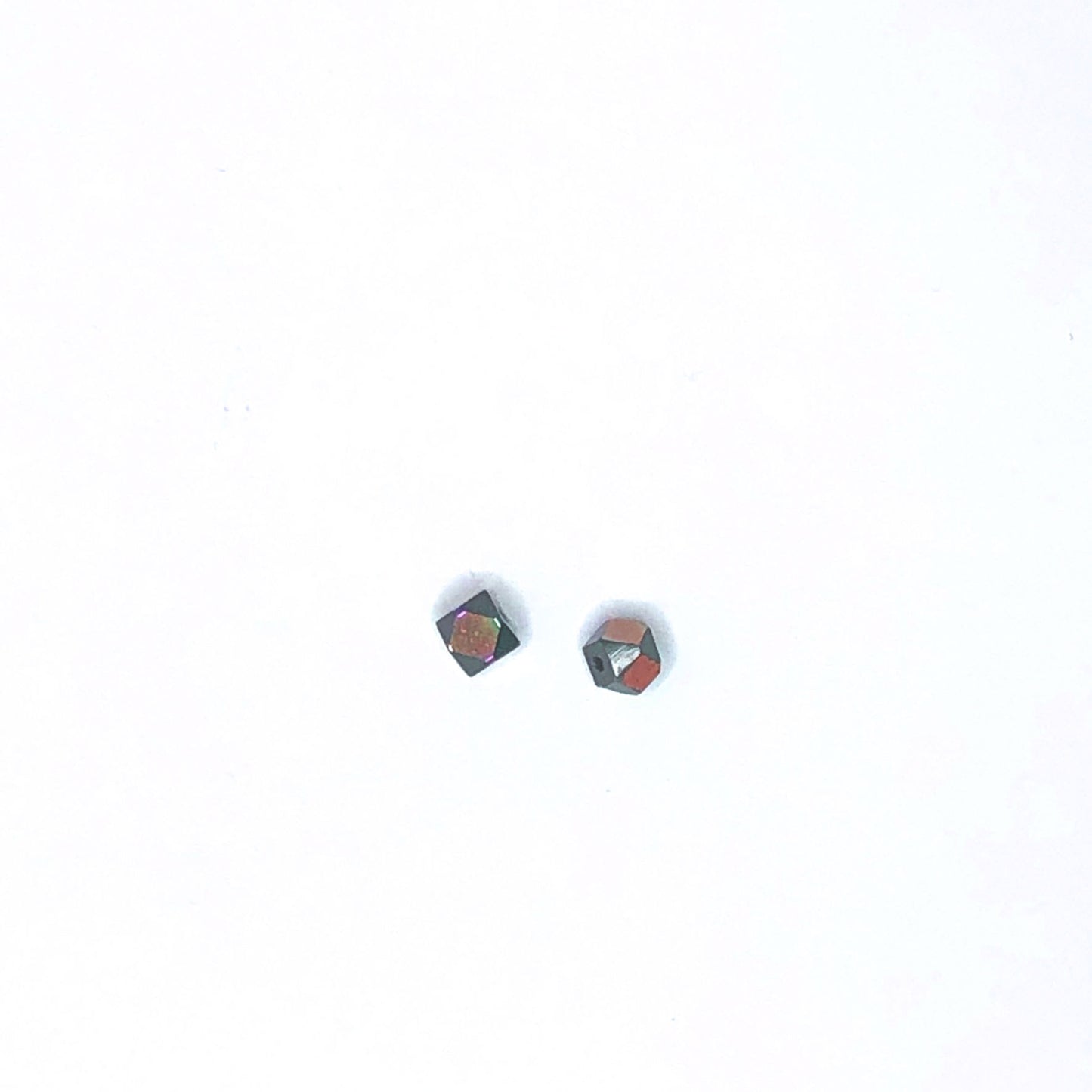 Jet Black AB Cornerless Cube Glass Beads, 4 mm - 2 Beads