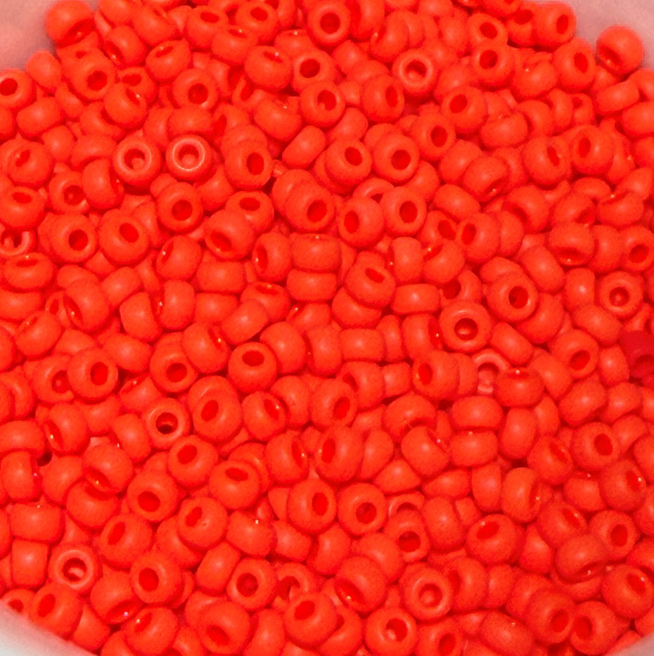 Miyuki 11-407F 11/0 Matte Opaque Vermillion Red Seed Beads - 5 gm DISCONTINUED BEAD