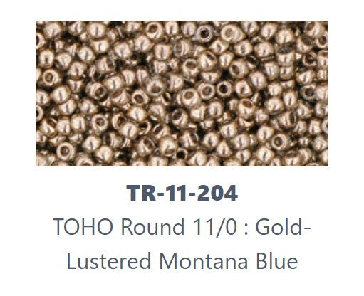 TOHO TR-11-204  11/0  Gold Lustered Montana Blue Seed Beads - 5 or 10 gm