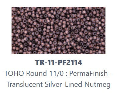TOHO TR-11-PF2114  11/0 PermaFinish Silver Lined Milky Nutmeg Brown Seed Beads - 5 or 10 gm