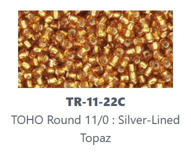 TOHO TR-11-22C  11/0 Silver Lined Transparent Dark Topaz Seed Beads - 5 gm