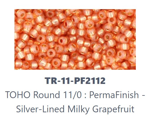 TOHO TR-11-PF2112 11/0 PermaFinish Silver Lined Milky Grapefruit Seed Beads - 5 or 10 gm