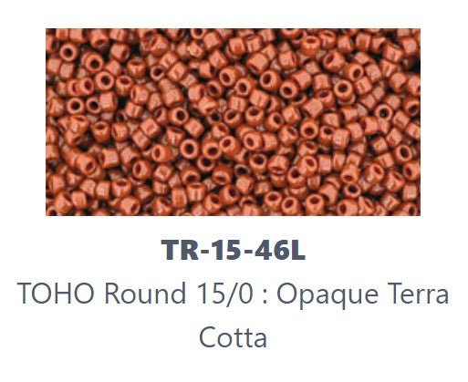 TOHO TR-15-46L 15/0 Opaque Terra Cotta Seed Beads - 3 or 5 gm