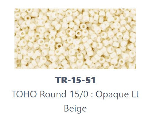 TOHO TR-15-51 15/0 Opaque Light Beige Seed Beads - 3 or 5 gm