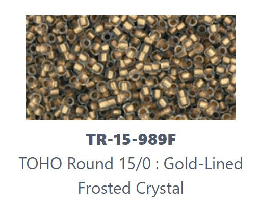 TOHO TR-15-989F  15/0 Gold Lined Frosted Crystal  Seed Beads - 3 or 5 gm