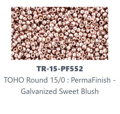 TOHO TR-15-PF552   15/0  PermaFinish Galvanized Rose Gold Seed Beads - 5 gm