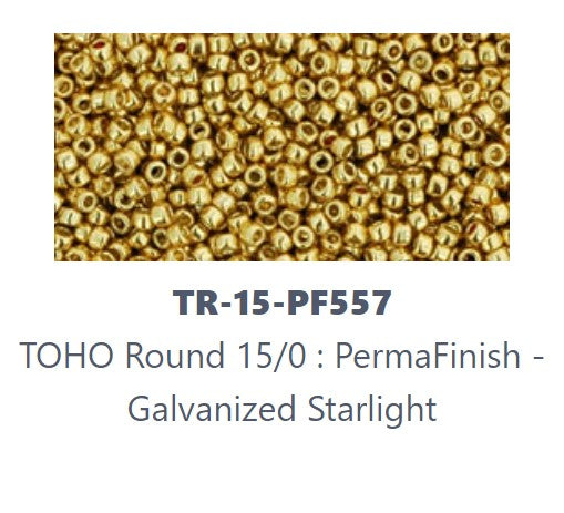 TOHO TR-15-PF557   15/0  Permafinish Galvanized Starlight Gold Seed Beads - 3 gm