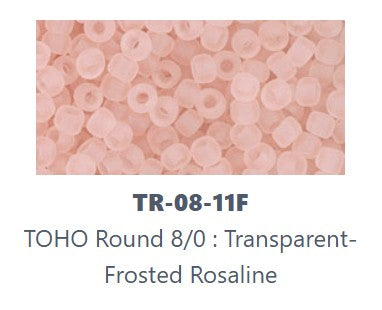 TOHO TR-08-11F   8/0 Transparent Frosted Rosaline Pink Seed Beads, 5 or 10 Grams