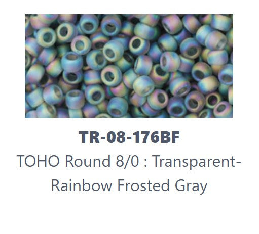 TOHO TR-08-176BF   8/0 Transparent Rainbow Frosted Gray Seed Beads - 5 or 10 Grams