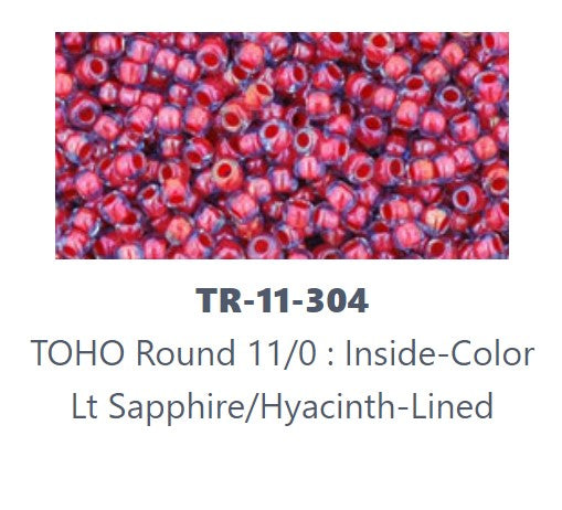 TOHO TR-11-304 11/0 červené lemované safírové perličky, 5 nebo 10 g