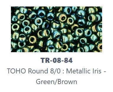 TOHO TR-8-84 8/0 kovové rokajlové perličky se zeleným irisem, 5 nebo 10 g