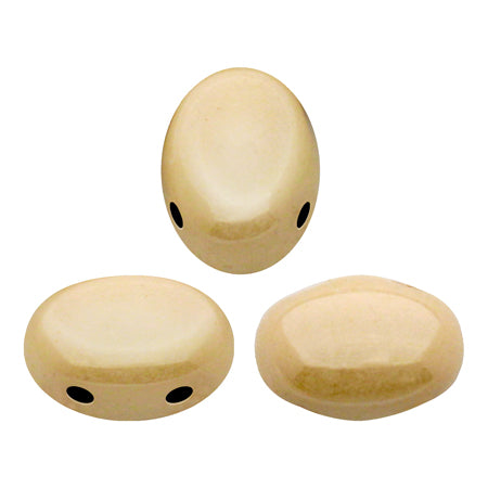 Samos® Par Puca® 5 x 7 mm 03000-14413 Opaque Beige Ceramic Look 2-Hole Czech Glass Beads  - 25 Beads