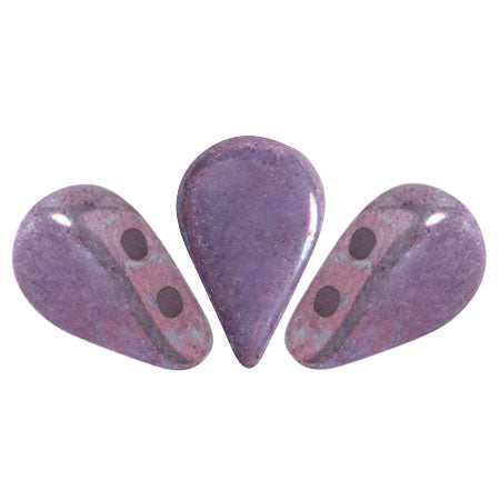 Amos® par Puca® 03000-15001  Opaque White Nebula AB 5 x 8 mm 2-Hole Flat Teardrop Czech Glass Beads - 25 Beads
