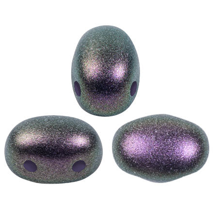 Samos® Par Puca® 5 x 7 mm  23980-29014  Polynesian Dark Purple 2-Hole Czech Glass Beads  - 25 Beads