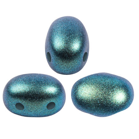 Samos® Par Puca® 5 x 7 mm  23980-29044  Polynesian Emerald 2-Hole Czech Glass Beads  - 25 Beads