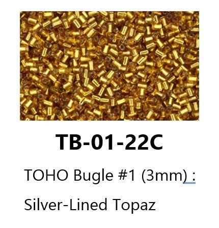 TOHO TB-01-22C  #1  (3 mm) Transparent Silver-Lined Topaz Glass Bugle Beads - 5 gm