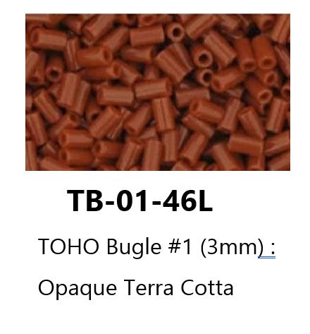 TOHO TB-01-46L   #1  (3 mm) Opaque Terra Cotta Glass Bugle Beads - 5 gm