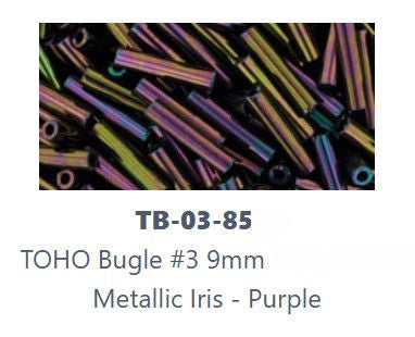 TOHO TB-03-85  #1  (9 mm) Metallic Iris Purple Glass Bugle Beads - 4 or 5 gm