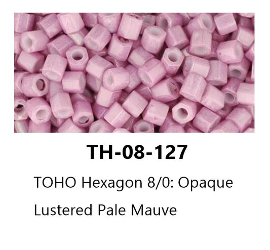 TOHO TH-08-127 Hex Opaque Lustered Pale Mauve Seed Beads, 5 gm