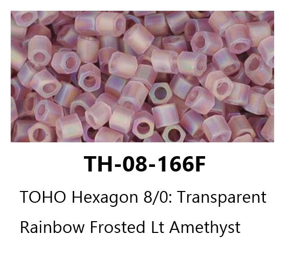 TOHO TH-08-166F Hex Transparent Frosted Light Amethyst Rainbow Seed Beads - 5 gm