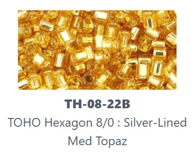 TOHO TH-08-22B  Hex Silver Lined Medium Topaz Seed Beads - 5 gm