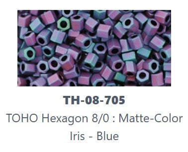 TOHO TH-08-705 Hex Matte - Color Iris - Blue Seed Beads - 5 gm