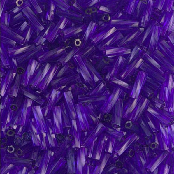 Miyuki TW206-1721  #2 (6 mm) Twisted Transparent Dyed Purple Bugle Beads - 5 or 10 gm