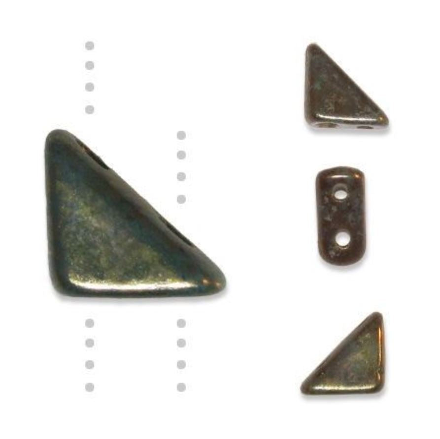 Tango tchèque 23980-21415 Perles de verre triangulaires 2 trous 6 mm Iris marron - 5 g