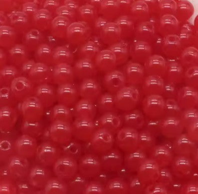 6 mm Transparent Red Round Acrylic Beads for Kids / Crafts - 100 Beads