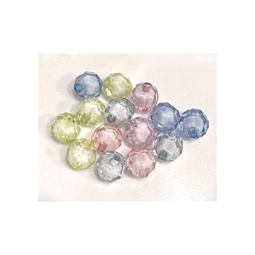 10 mm Transparent Multicolor with White Bead in Bead Faceted Round Acrylic Beads for Kids / Crafts - 14 Beads